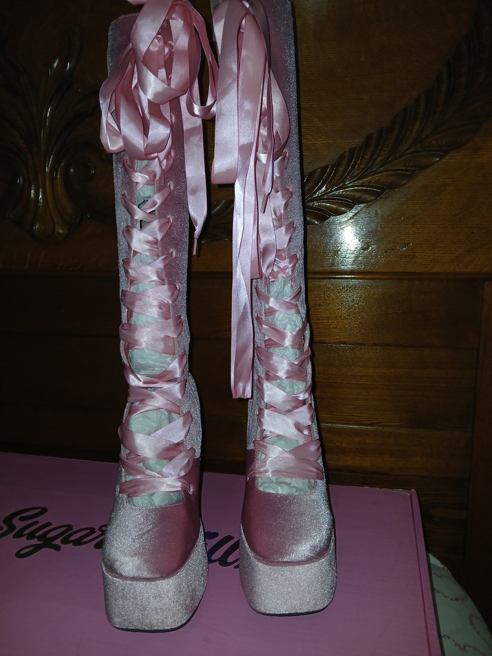 Pink Lace Up Boots - Picture 14 of 16